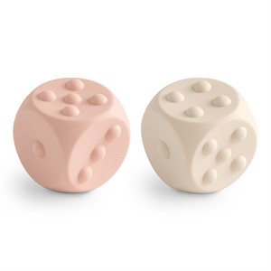 Mushie Dice Press Toy 2-pack - Blush/Shifting Sands